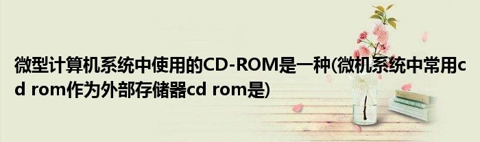 微型计算机系统中使用的CD-ROM是一种(微机系统中常用cd rom作为外部存储器cd rom是)