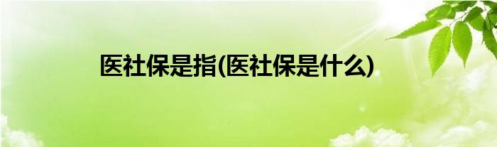 医社保是指(医社保是什么)