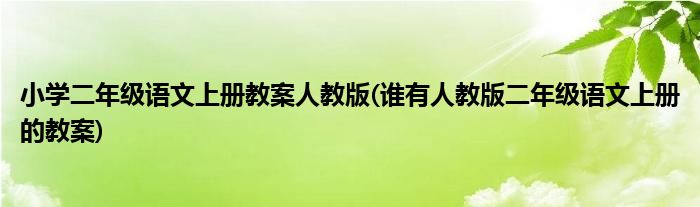 小学二年级语文上册教案人教版(谁有人教版二年级语文上册的教案)