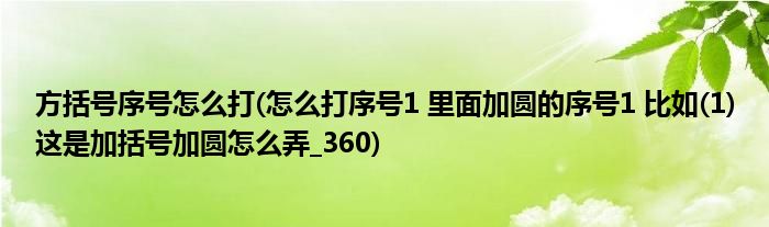 方括号序号怎么打(怎么打序号1 里面加圆的序号1 比如(1)这是加括号加圆怎么弄_360)