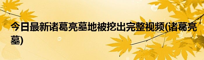 今日最新诸葛亮墓地被挖出完整视频(诸葛亮墓)