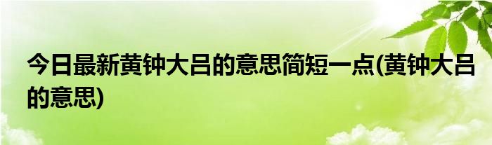 今日最新黄钟大吕的意思简短一点(黄钟大吕的意思)