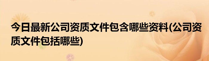 今日最新公司资质文件包含哪些资料(公司资质文件包括哪些)