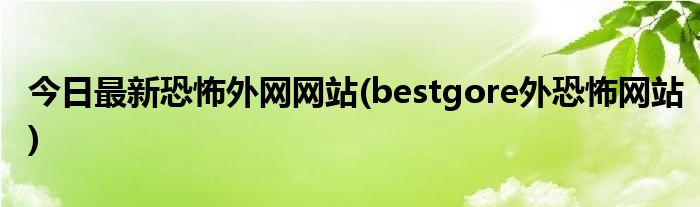 今日最新恐怖外网网站(bestgore外恐怖网站)