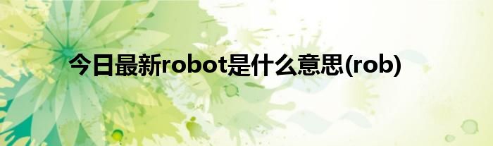 今日最新robot是什么意思(rob)