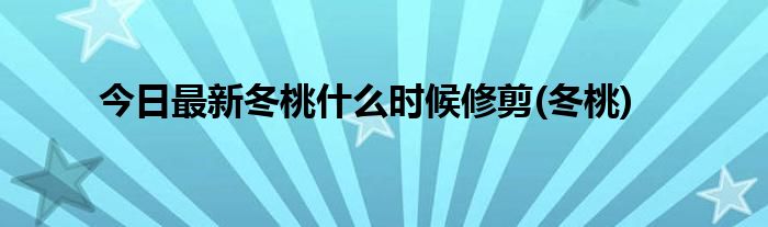今日最新冬桃什么时候修剪(冬桃)