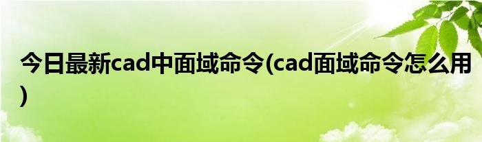 今日最新cad中面域命令(cad面域命令怎么用)