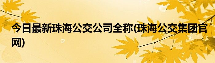 今日最新珠海公交公司全称(珠海公交集团官网)