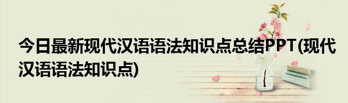今日最新现代汉语语法知识点总结PPT(现代汉语语法知识点)