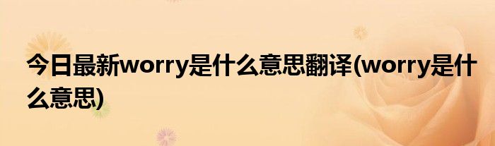 今日最新worry是什么意思翻译(worry是什么意思)
