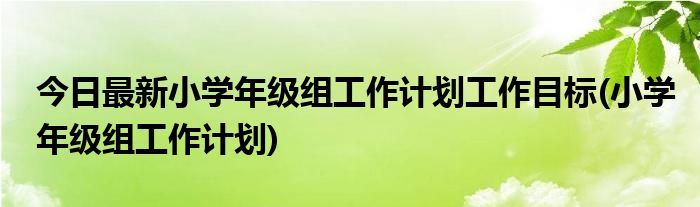 今日最新小学年级组工作计划工作目标(小学年级组工作计划)