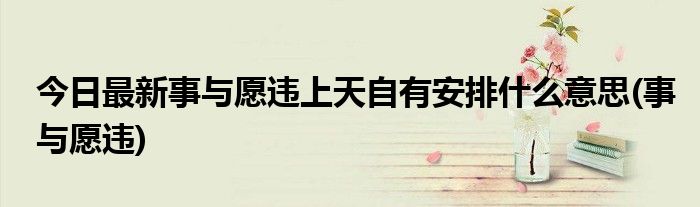 今日最新事与愿违上天自有安排什么意思(事与愿违)