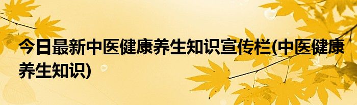 今日最新中医健康养生知识宣传栏(中医健康养生知识)