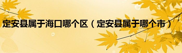 定安县属于海口哪个区（定安县属于哪个市）