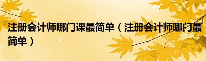 注册会计师哪门课最简单（注册会计师哪门最简单）