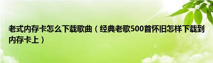 老式内存卡怎么下载歌曲（经典老歌500首怀旧怎样下载到内存卡上）