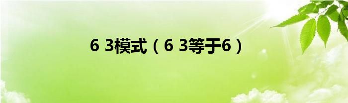 6 3模式（6 3等于6）