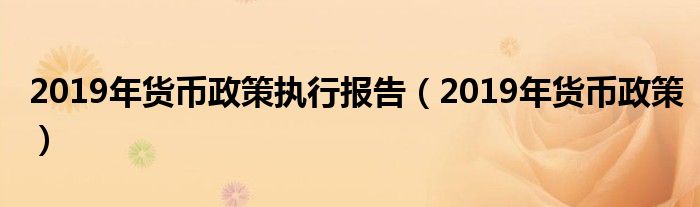 2019年货币政策执行报告（2019年货币政策）