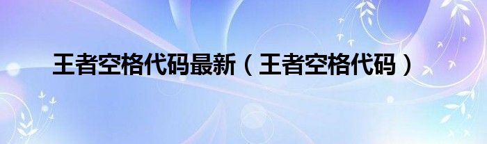 王者空格代码最新（王者空格代码）