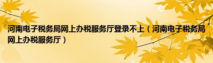 河南电子税务局网上办税服务厅登录不上（河南电子税务局网上办税服务厅）