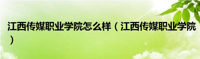 江西传媒职业学院怎么样（江西传媒职业学院）