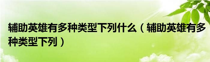 辅助英雄有多种类型下列什么（辅助英雄有多种类型下列）