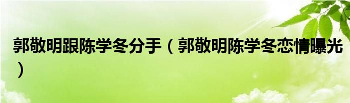 郭敬明跟陈学冬分手（郭敬明陈学冬恋情曝光）