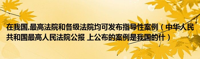 在我国,最高法院和各级法院均可发布指导性案例（中华人民共和国最高人民法院公报 上公布的案例是我国的什）