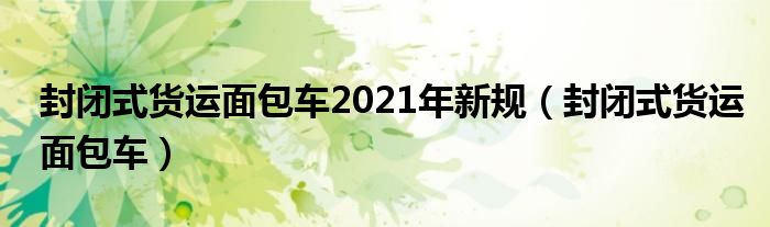 封闭式货运面包车2021年新规（封闭式货运面包车）