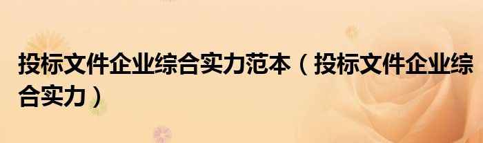 投标文件企业综合实力范本（投标文件企业综合实力）