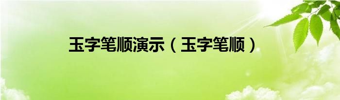 玉字笔顺演示（玉字笔顺）