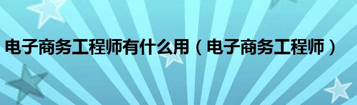 电子商务工程师有什么用（电子商务工程师）