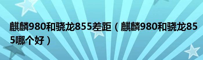 麒麟980和骁龙855差距（麒麟980和骁龙855哪个好）