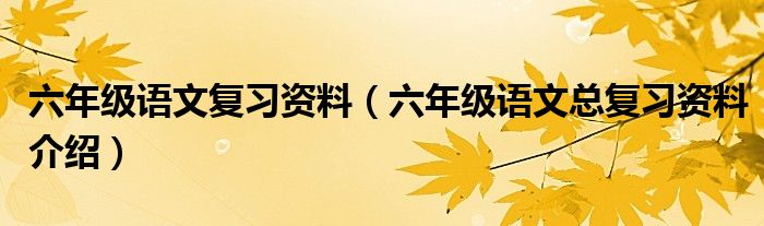 六年级语文复习资料（六年级语文总复习资料介绍）