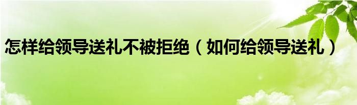 怎样给领导送礼不被拒绝（如何给领导送礼）