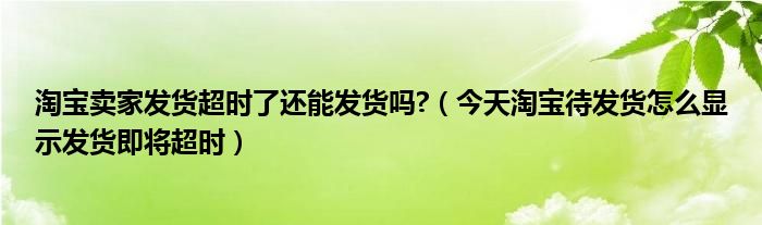 淘宝卖家发货超时了还能发货吗?（今天淘宝待发货怎么显示发货即将超时）