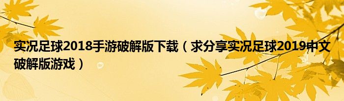 实况足球2018手游破解版下载（求分享实况足球2019中文破解版游戏）