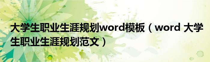 大学生职业生涯规划word模板（word 大学生职业生涯规划范文）