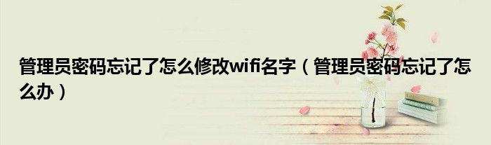 管理员密码忘记了怎么修改wifi名字（管理员密码忘记了怎么办）