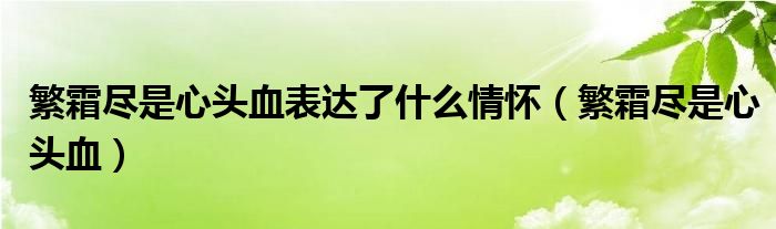 繁霜尽是心头血表达了什么情怀（繁霜尽是心头血）