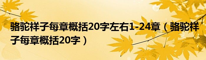 骆驼祥子每章概括20字左右1-24章（骆驼祥子每章概括20字）