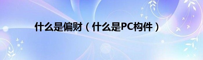 什么是偏财（什么是PC构件）