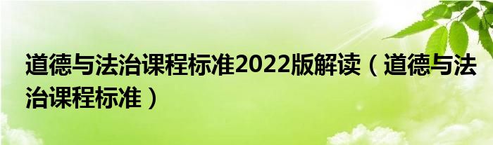 道德与法治课程标准2022版解读（道德与法治课程标准）