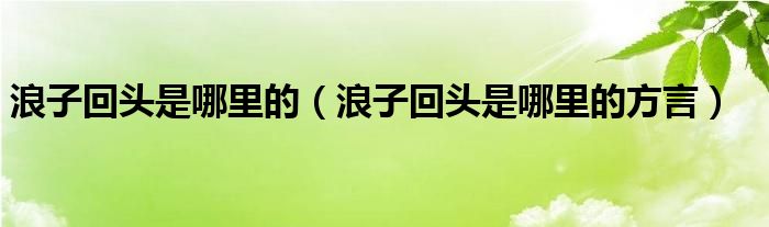 浪子回头是哪里的（浪子回头是哪里的方言）