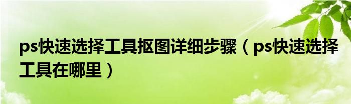 ps快速选择工具抠图详细步骤（ps快速选择工具在哪里）