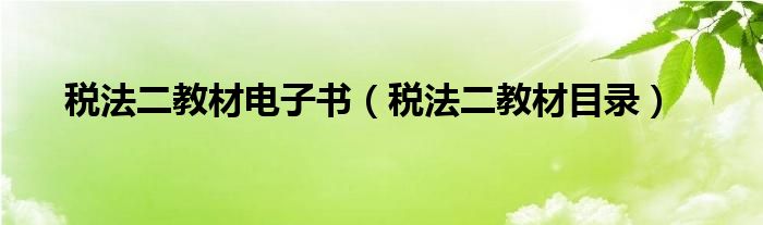 税法二教材电子书（税法二教材目录）