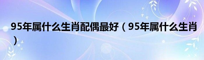 95年属什么生肖配偶最好（95年属什么生肖）