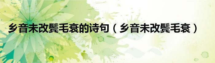 乡音未改鬓毛衰的诗句（乡音未改鬓毛衰）