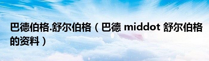 巴德伯格.舒尔伯格（巴德 middot 舒尔伯格的资料）