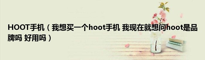 HOOT手机（我想买一个hoot手机 我现在就想问hoot是品牌吗 好用吗）